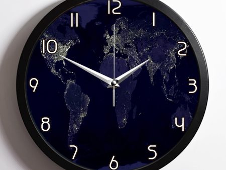 World Map From Space Designed Wall Clocks Online