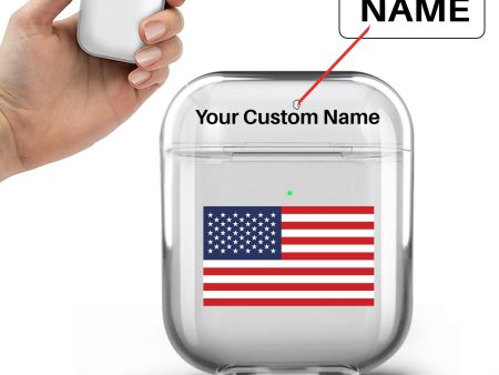 USA Flag Designed Transparent Earphone AirPods Cases Online Hot Sale