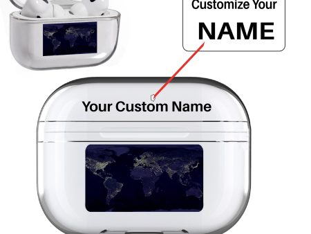 World Map From Space Designed Transparent Earphone AirPods  Pro  Cases For Cheap