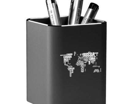 World Map (Text) Designed Aluminium Alloy Pen Holders Online