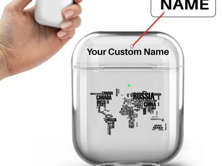 World Map (Text) Designed Transparent Earphone AirPods Cases Online now