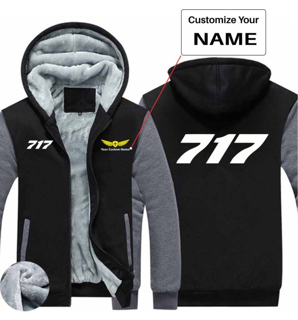 717 Flat Text Designed Zipped Sweatshirts Online