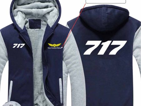 717 Flat Text Designed Zipped Sweatshirts Online