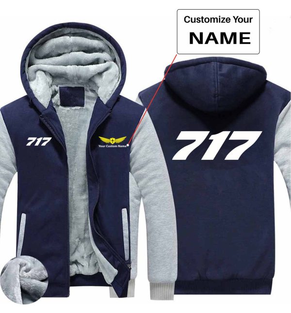 717 Flat Text Designed Zipped Sweatshirts Online