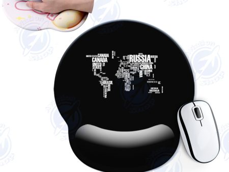 World Map (Text) Designed Ergonomic Mouse Pads Online Sale