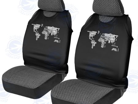 World Map (Text) Designed Car Seat Covers For Discount